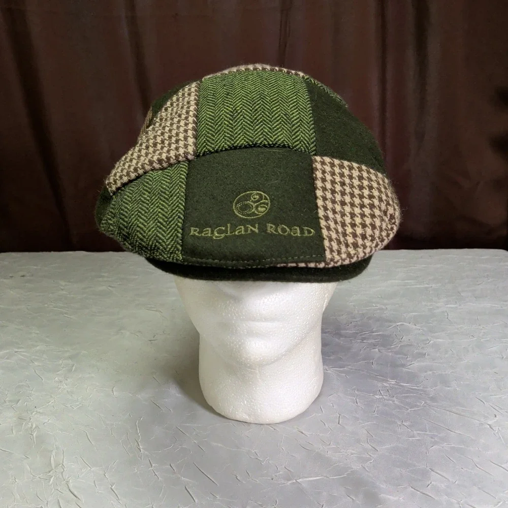 Raglan Road Scally Cap Green Plaid Tweed Hat Patchwork Academia Academic Preppy